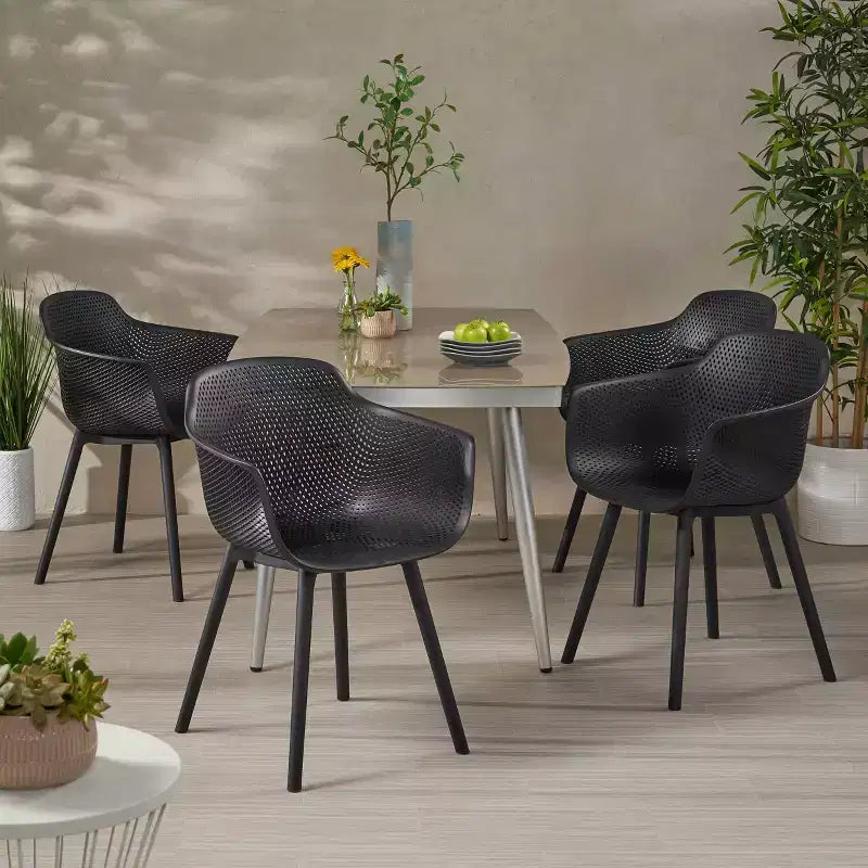 Christopher Knight Home Hanness - Sedia da pranzo moderna da esterno in polipropilene (set da 4)