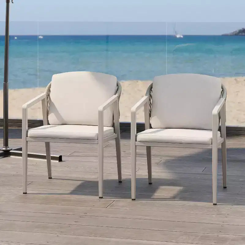 Christopher Knight Home Oaklen All Weather Outdoor Metal and Rattan Dining Chairs with Cushions (Set of 2)