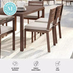 Set di 2 sedie da pranzo impilabili Martha Stewart Bedford per interni-esterni con finitura in alluminio spazzolato effetto legno e cuscini per tutte le stagioni
