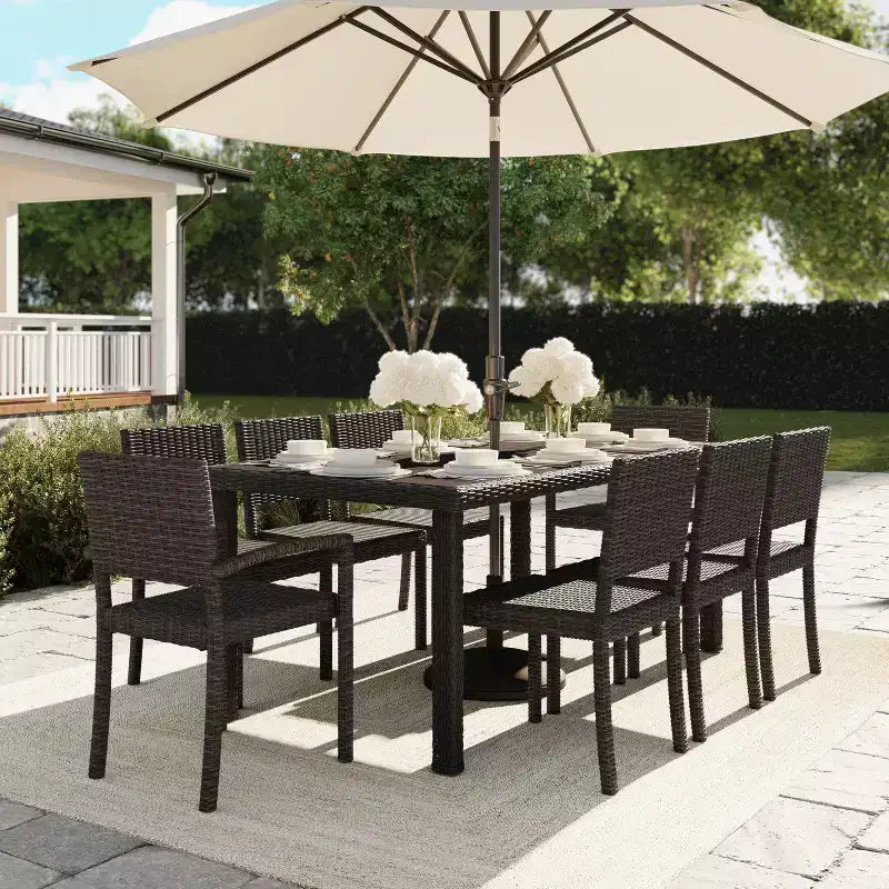Martha Stewart Bedford Set di 2 sedie da pranzo impilabili per esterni e interni in vimini di rattan