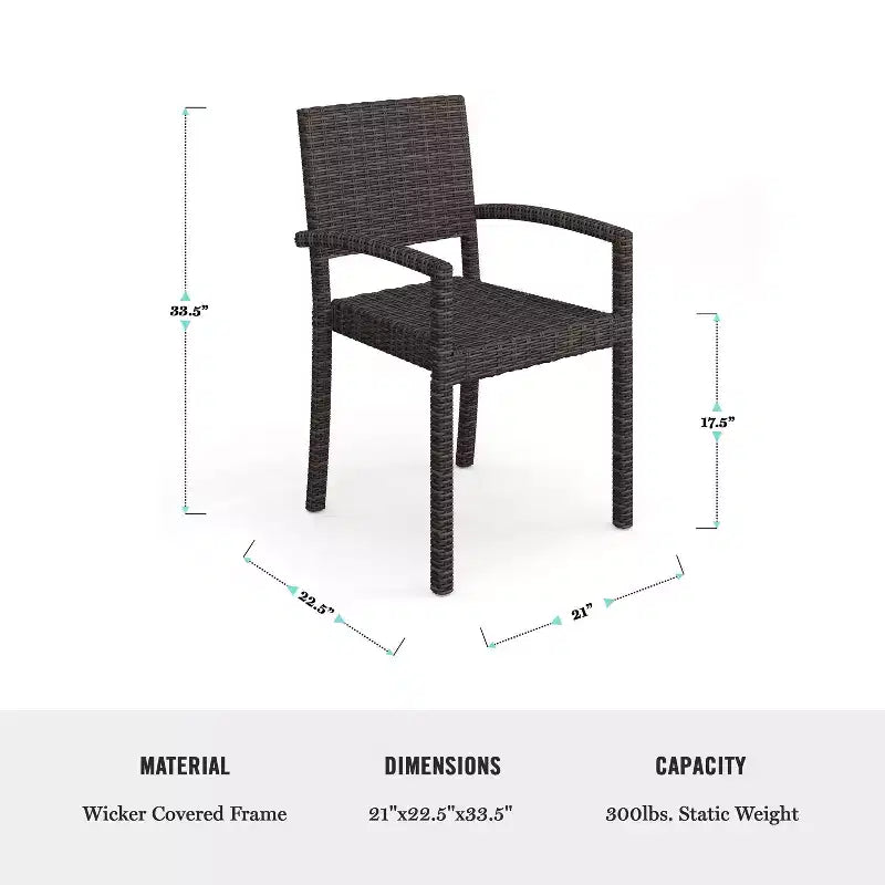 Martha Stewart Bedford Set di 2 sedie da pranzo impilabili per esterni e interni in vimini di rattan