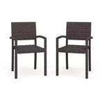 Martha Stewart Bedford Set of 2 Indoor-Outdoor Stackable Patio Dining Armchairs in Rattan Wicker