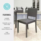 Lot de 2 chaises de salle à manger empilables Martha Stewart Bedford pour intérieur et extérieur en osier tressé