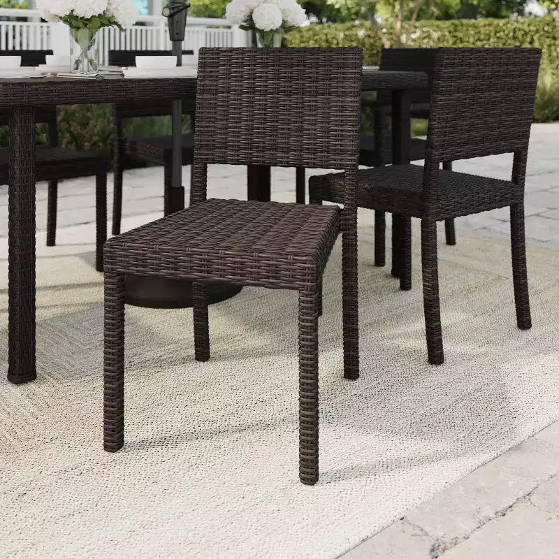 Lot de 2 chaises de salle à manger empilables Martha Stewart Bedford pour intérieur et extérieur en osier tressé