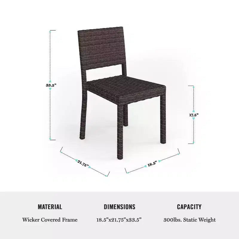 Lot de 2 chaises de salle à manger empilables Martha Stewart Bedford pour intérieur et extérieur en osier tressé