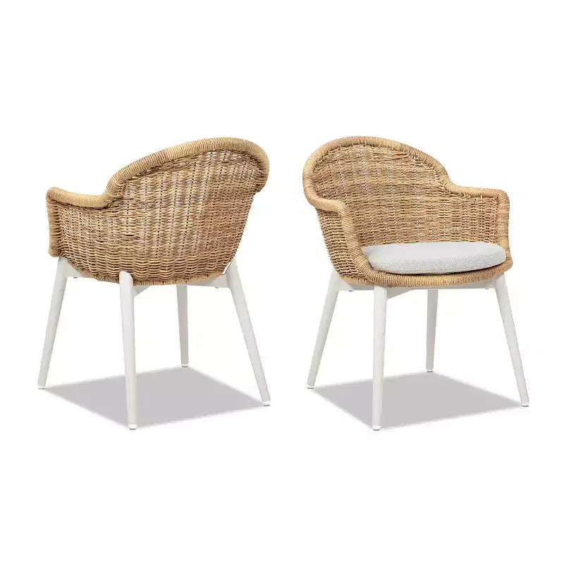 Jennifer Taylor Home Santorini 19 Wicker Back Outdoor Patio Dining Chair, Set of 2, Wheat Beige Axroma Olefin