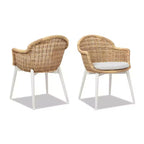 Jennifer Taylor Home Santorini 19 Wicker Back Outdoor Patio Dining Chair, Set of 2, Wheat Beige Axroma Olefin