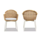 Jennifer Taylor Home Santorini 19 Sedia da pranzo da esterno con schienale in vimini, set da 2, Axroma Olefin beige grano