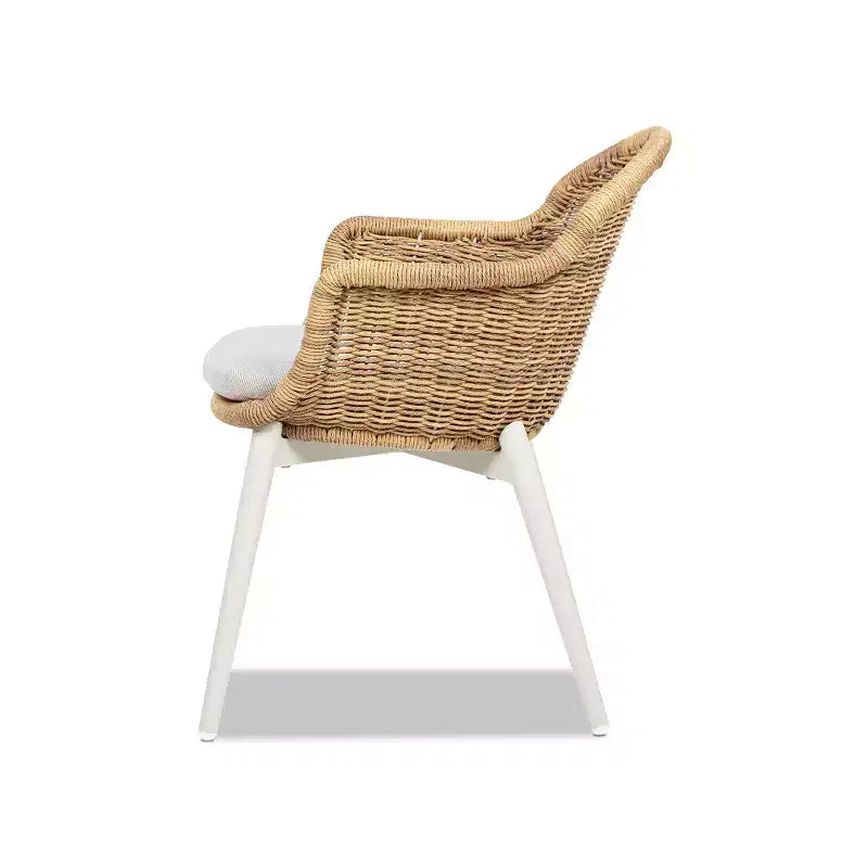 Jennifer Taylor Home Santorini 19 Sedia da pranzo da esterno con schienale in vimini, set da 2, Axroma Olefin beige grano