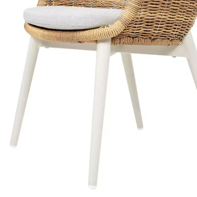 Jennifer Taylor Home Santorini 19 Sedia da pranzo da esterno con schienale in vimini, set da 2, Axroma Olefin beige grano