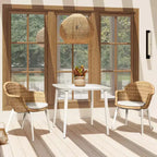 Jennifer Taylor Home Santorini 19 Sedia da pranzo da esterno con schienale in vimini, set da 2, Axroma Olefin beige grano