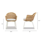 Jennifer Taylor Home Santorini 19 Sedia da pranzo da esterno con schienale in vimini, set da 2, Axroma Olefin beige grano