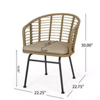 GDFStudio Monture Sedie da Pranzo da Esterno in Vimini e Ferro con Cuscino (Set di 2), Marrone Chiaro/Beige