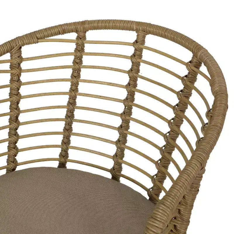 GDFStudio Monture Sedie da Pranzo da Esterno in Vimini e Ferro con Cuscino (Set di 2), Marrone Chiaro/Beige