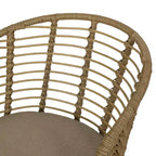 GDFStudio Monture Sedie da Pranzo da Esterno in Vimini e Ferro con Cuscino (Set di 2), Marrone Chiaro/Beige