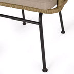 GDFStudio Monture Sedie da Pranzo da Esterno in Vimini e Ferro con Cuscino (Set di 2), Marrone Chiaro/Beige