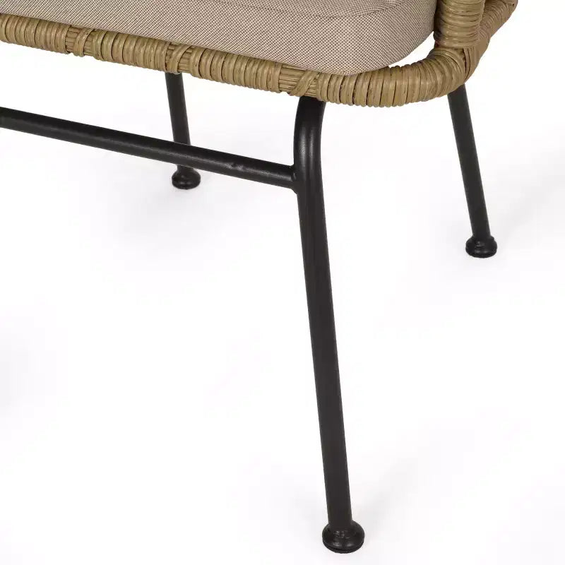 GDFStudio Monture Sedie da Pranzo da Esterno in Vimini e Ferro con Cuscino (Set di 2), Marrone Chiaro/Beige