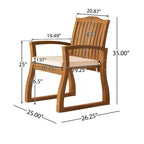 GDFStudio Cayo, sedie da pranzo da esterno in legno di acacia con cuscino (set da 2), teak/crema