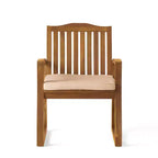 GDFStudio Cayo, sedie da pranzo da esterno in legno di acacia con cuscino (set da 2), teak/crema