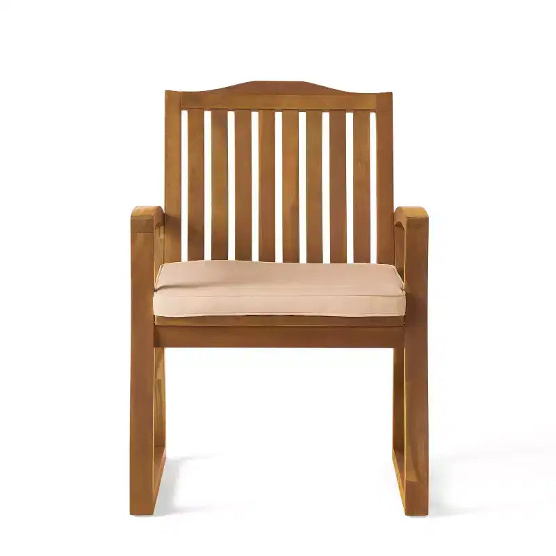 GDFStudio Cayo, sedie da pranzo da esterno in legno di acacia con cuscino (set da 2), teak/crema