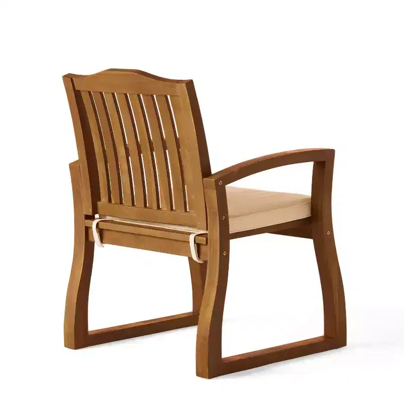 GDFStudio Cayo, sedie da pranzo da esterno in legno di acacia con cuscino (set da 2), teak/crema