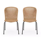 GDFStudio Kittama Sedie da pranzo per esterni in vimini e ferro in stile boho (set da 2), marrone chiaro/nero