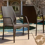 Christopher Knight Home Outdoor Wicker Stacking Dining Chairs (Set of 2), Multibrown