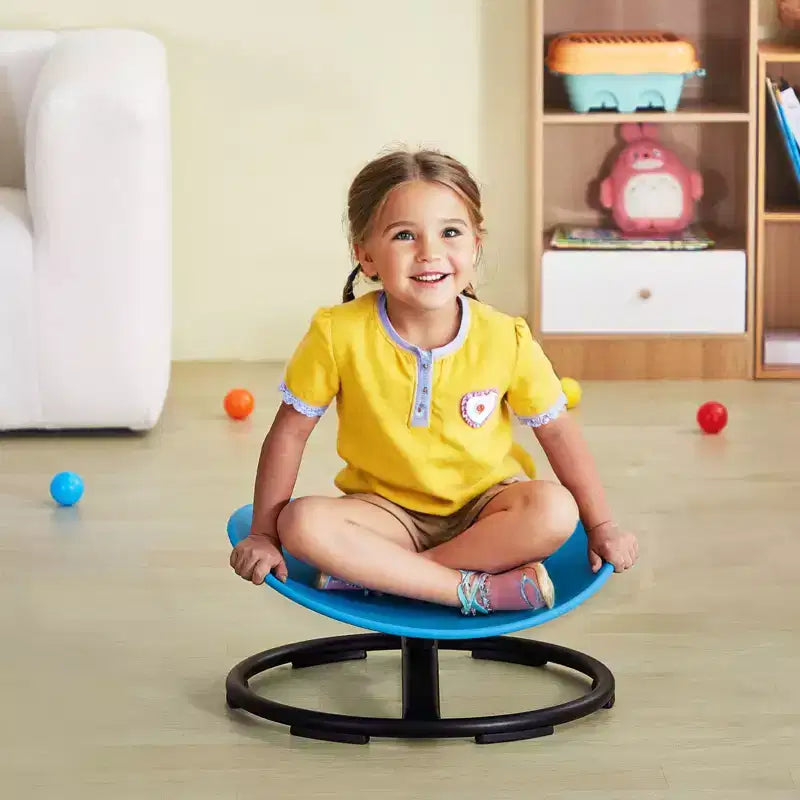 Sedia Girevole per Bambini, Capacità 100 kg, Sedia Girevole Sensoriale, Sedia Giocattolo Sensoriale per Bambini Autistici con Base Metallica Antiscivolo, Blu
