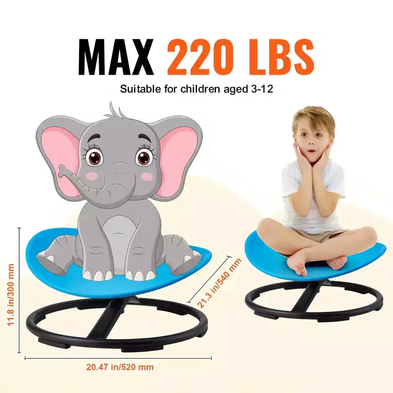 Sedia Girevole per Bambini, Capacità 100 kg, Sedia Girevole Sensoriale, Sedia Giocattolo Sensoriale per Bambini Autistici con Base Metallica Antiscivolo, Blu