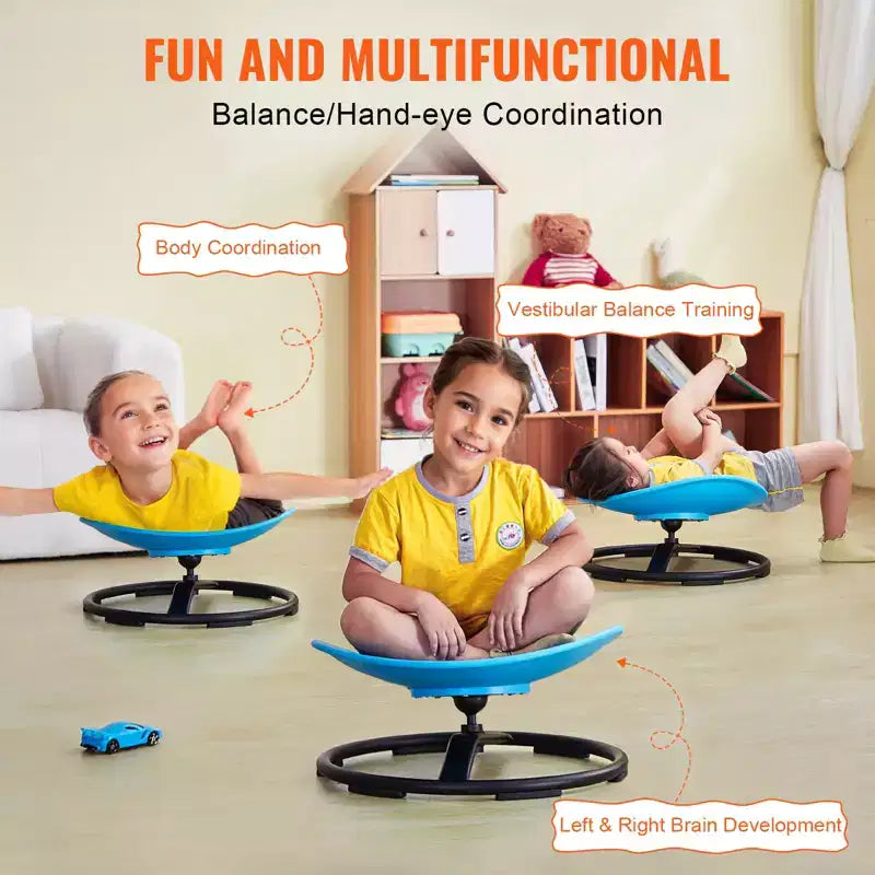 Sedia Girevole per Bambini, Capacità 100 kg, Sedia Girevole Sensoriale, Sedia Giocattolo Sensoriale per Bambini Autistici con Base Metallica Antiscivolo, Blu