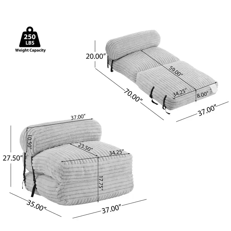 Moderno pouf letto pieghevole in pelliccia sintetica con cuscino