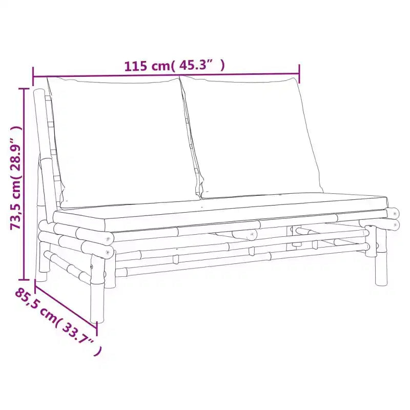 vidaXL Banc de jardin avec coussins blanc crème Bambou