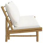 vidaXL Banc de jardin avec coussins blanc crème Bambou