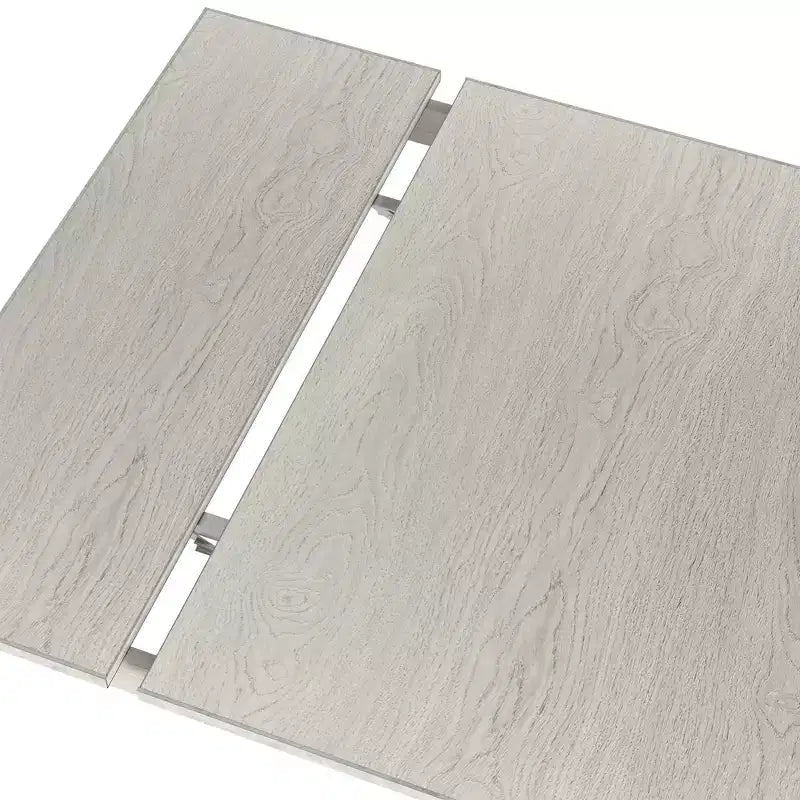 Set tavolo da pranzo allungabile rustico di 7 pezzi per 6 persone, tavolo in legno di gomma e 6 sedie da pranzo imbottite senza braccioli, grigio