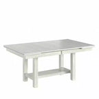 Set tavolo da pranzo allungabile rustico di 7 pezzi per 6 persone, tavolo in legno di gomma e 6 sedie da pranzo imbottite senza braccioli, grigio
