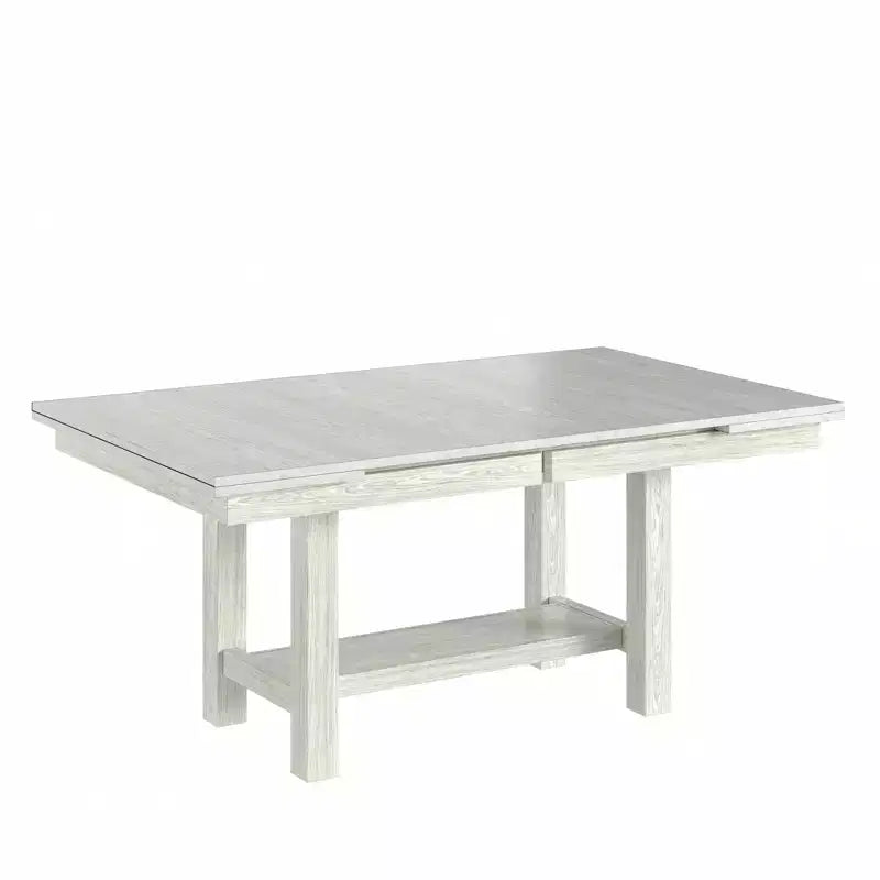 Set tavolo da pranzo allungabile rustico di 7 pezzi per 6 persone, tavolo in legno di gomma e 6 sedie da pranzo imbottite senza braccioli, grigio