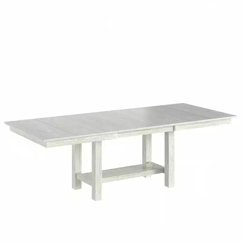 Set tavolo da pranzo allungabile rustico di 7 pezzi per 6 persone, tavolo in legno di gomma e 6 sedie da pranzo imbottite senza braccioli, grigio
