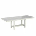 Set tavolo da pranzo allungabile rustico di 7 pezzi per 6 persone, tavolo in legno di gomma e 6 sedie da pranzo imbottite senza braccioli, grigio