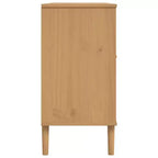 Credenza Buffet Contenitore Effetto Rattan Legno Massello di Pino, Con 4 Cassetti