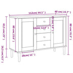 Credenza Buffet Contenitore Effetto Rattan Legno Massello di Pino, Con 4 Cassetti