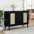 vidaXL SENJA Sideboard Buffet Storage Cabinet Rattan Look Solid Wood Pine, With 4 Drawers