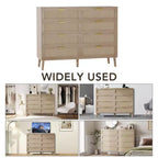 Comò in Rattan a 8 Cassetti per Camera da Letto, Comò Moderno da 47 Pollici con Maniglie in Metallo, Comò in Legno Mobile Porta TV