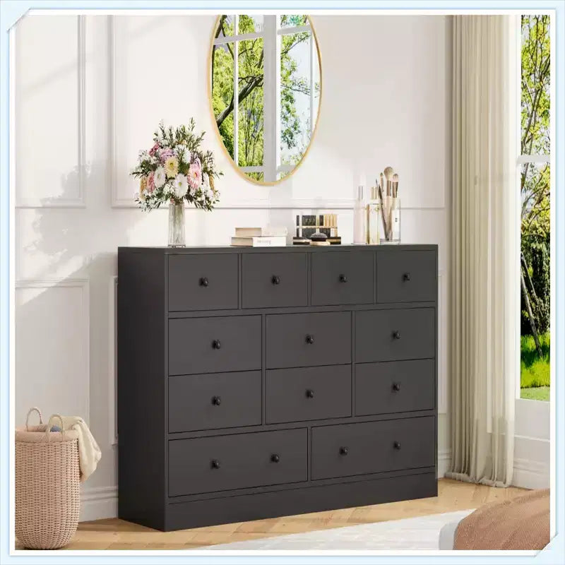 Cassettiera a 12 cassetti con presa di corrente, Comò a 61 cassetti in legno per camera da letto, soggiorno, corridoio, Organizzatore di grande capacità