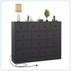 Cassettiera a 12 cassetti con presa di corrente, Comò a 61 cassetti in legno per camera da letto, soggiorno, corridoio, Organizzatore di grande capacità