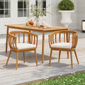 Christopher Knight Home Laura Outdoor Acacia Wood Slatted Curved Backrest Dining Chair with Cushion (Set of 2)