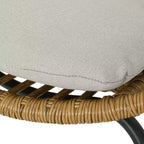 Sedie da pranzo GDFStudio Beulah in vimini e ferro da esterno con cuscino (set di 2), marrone chiaro/beige