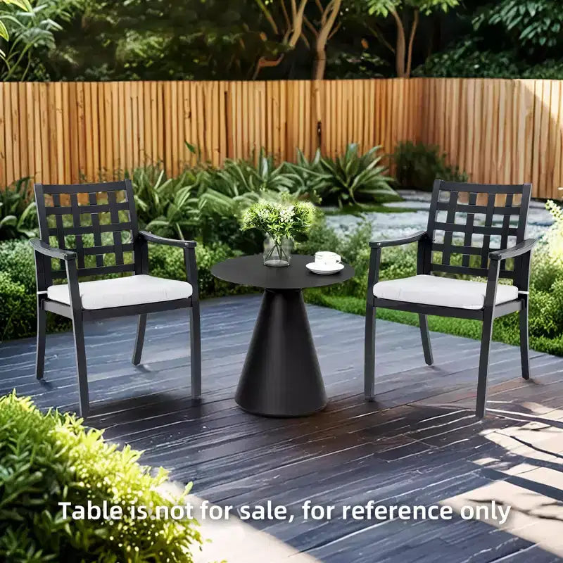 Christopher Knight Home Darwin Outdoor Lattice Backrest Aluminum Dining Chairs with Removable Sunbrella Fabric Cushion(Set of 2)
