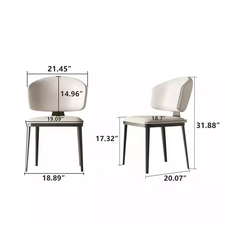 Lot de 2 chaises de salle à manger modernes Luck Live pour terrasse, chaises de salle à manger d'extérieur sans accoudoirs, blanc cassé/métal, adaptées à de multiples scénarios.