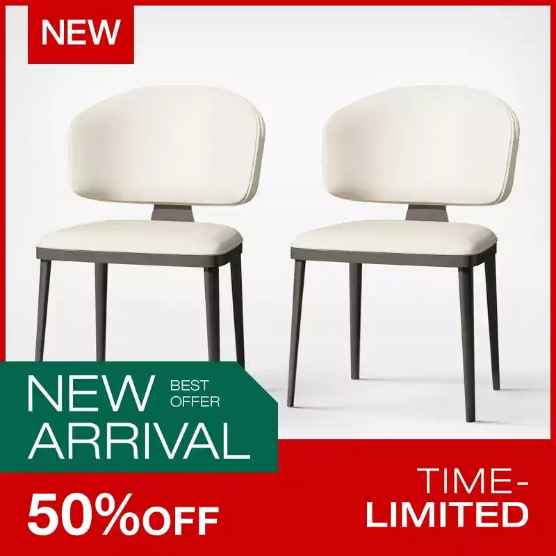 Lot de 2 chaises de salle à manger modernes Luck Live pour terrasse, chaises de salle à manger d'extérieur sans accoudoirs, blanc cassé/métal, adaptées à de multiples scénarios.