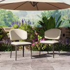 Lot de 2 chaises de salle à manger modernes Luck Live pour terrasse, chaises de salle à manger d'extérieur sans accoudoirs, blanc cassé/métal, adaptées à de multiples scénarios.